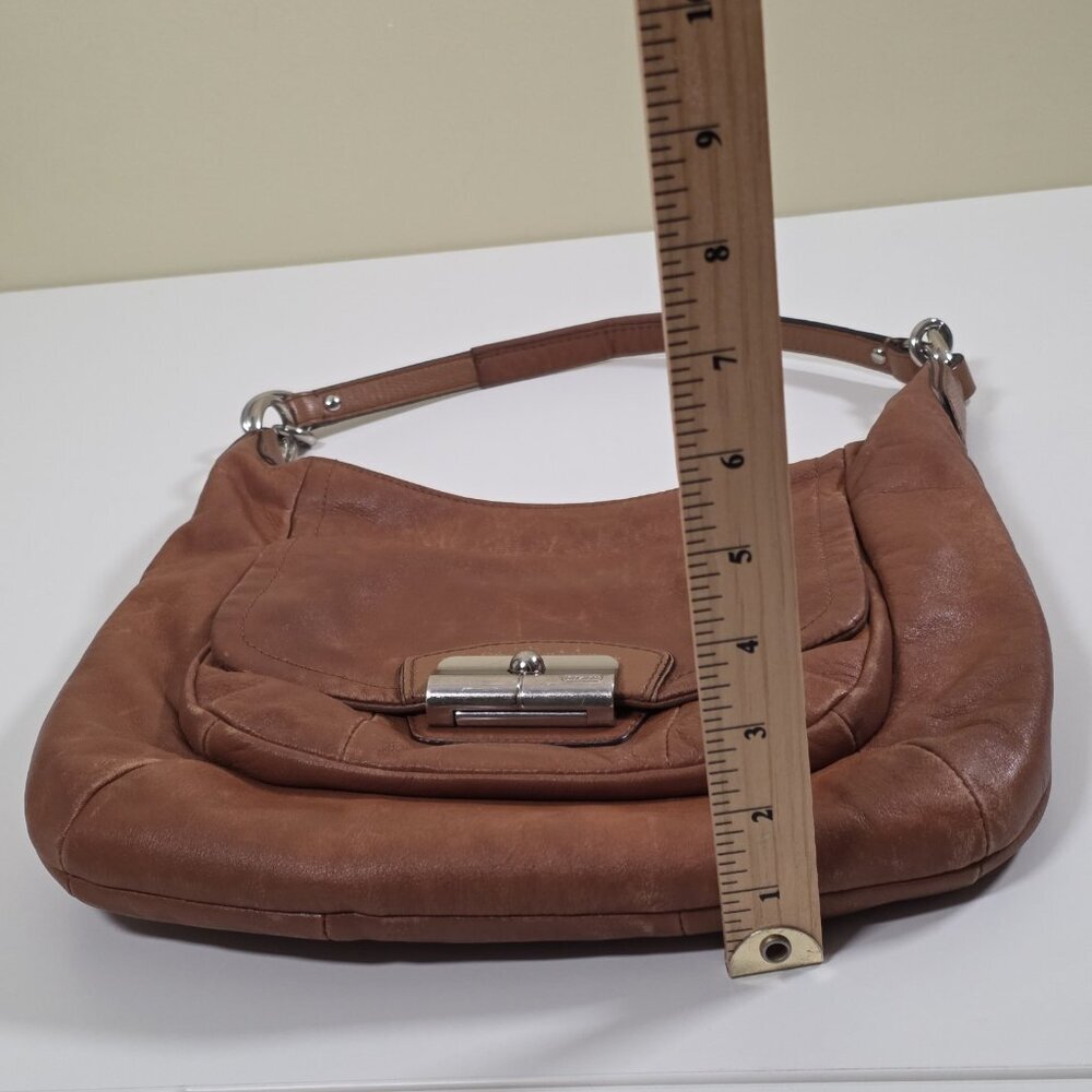 Coach Kristin Leather Hobo Shoulder Bag Brown 19293 Zip Lined Pockets FLAWS Boho - Picture 9 of 16